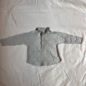 Gray Quilted Pullover with Half-Zip